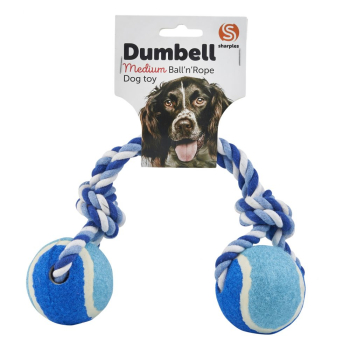 Tennis Ball & Rope Dumbell Dog Toy Tennis Ball & Rope Dumbell Dog Toy