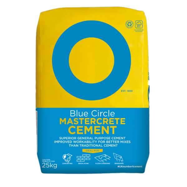 >BLUE CIRCLE< CEMENT 25Kg MASTERCRETE IN PLASTIC BAG